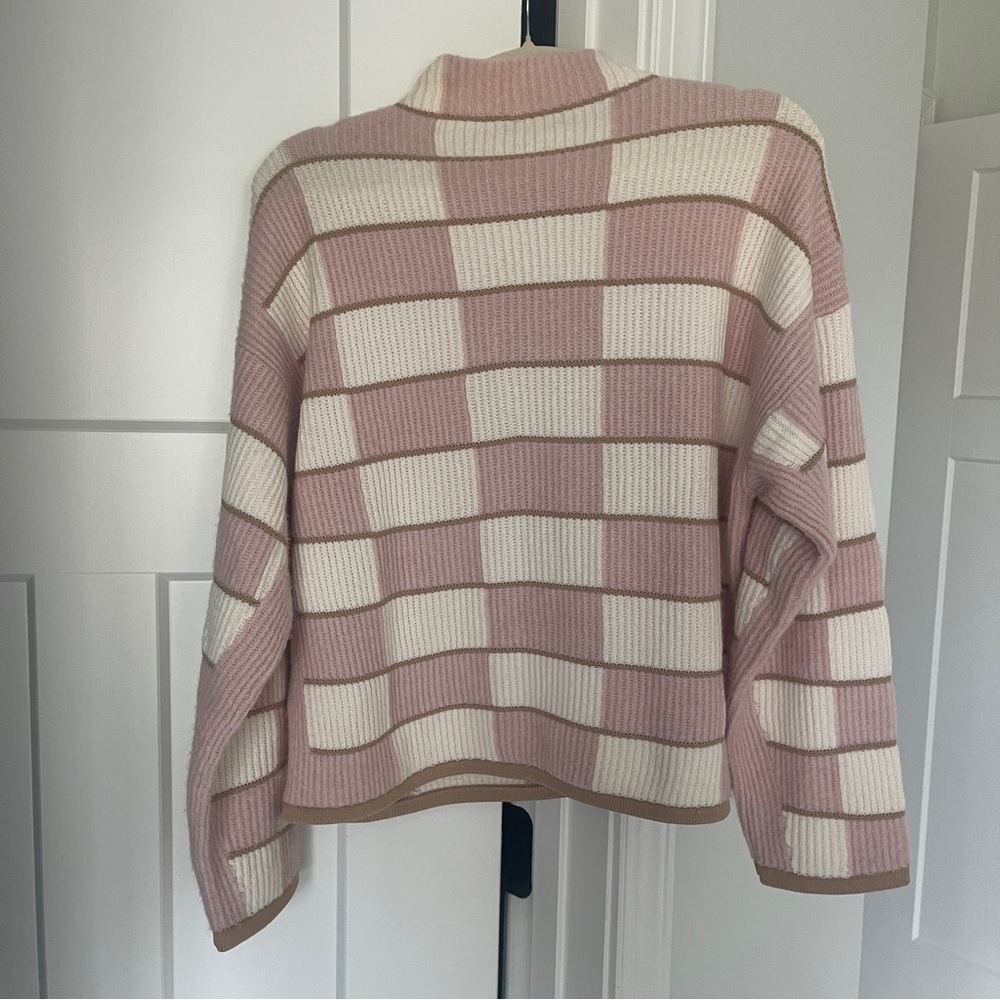 Club Monaco Patchwork Funnel Pink Multi Cream Sweater - Picture 6 of 6